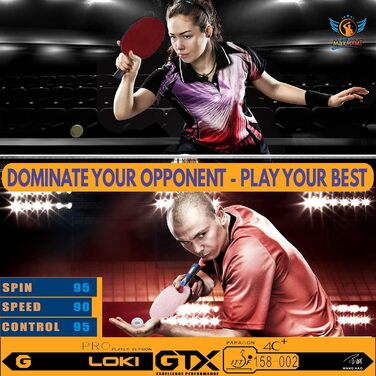 Набір для пінг-понгу MaxMVMT – 7 шарів карбону, комплект для 4 гравців, преміум гума 2.1 мм, 8 тенісних кульок, портативна сумка