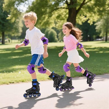 Регульовані ролики для дітей (хлопчики та дівчатка) - чорно-сині, розмір M