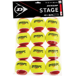 Тенісний м'яч DUNLOP Stage 3 Red для дітей та початківців, набір 12 шт. для гри на маленькому корті