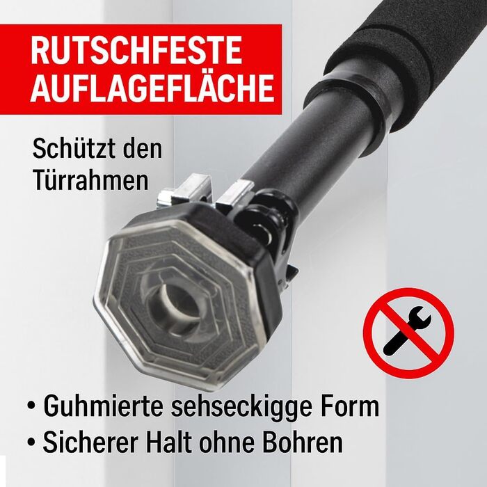 Кімнатна турнік Klimmzugstange для дверного прорізу, регульований 63–100 см, монтаж без свердління, нековзкі ручки, витримує до 100 кг