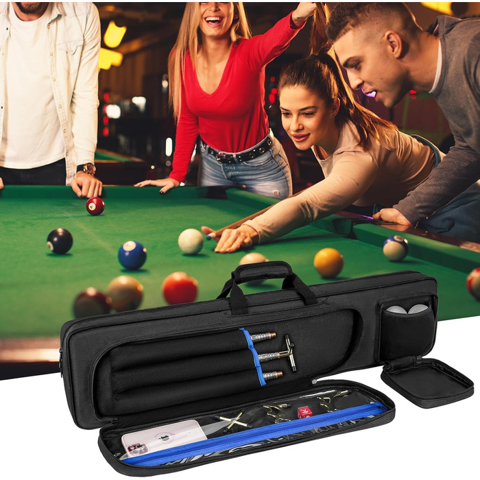 Сумка для більярду Biardqueue на 4 кия та 5 куль, чорна, велика