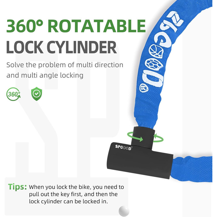 Надійне велозамок з 3 ключами, 90 см, проти крадіжок, з водонепроникним чохлом для велосипеда, електросамоката, електровелосипеда, MTB, мотоцикла, вантажного велосипеда, 870 мм, чорний/темно-синій