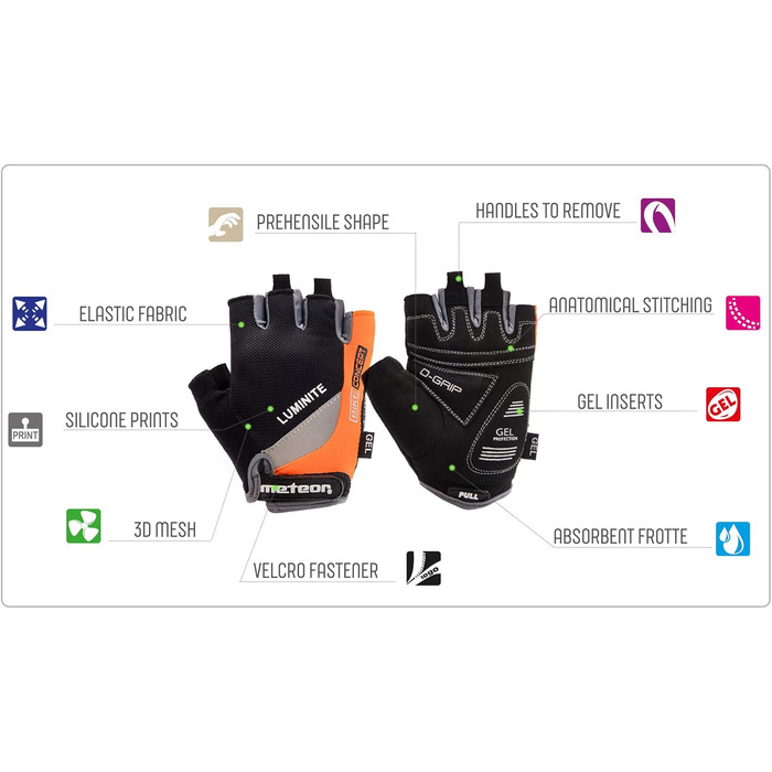 Рукавички велосипедні Meteor Radhandschuhe MTB Gel GX31 Green для чоловіків, жінок та дітей. Велосипедні рукавички для гірського велосипеда, катання, даунхілу та хайкінгу.