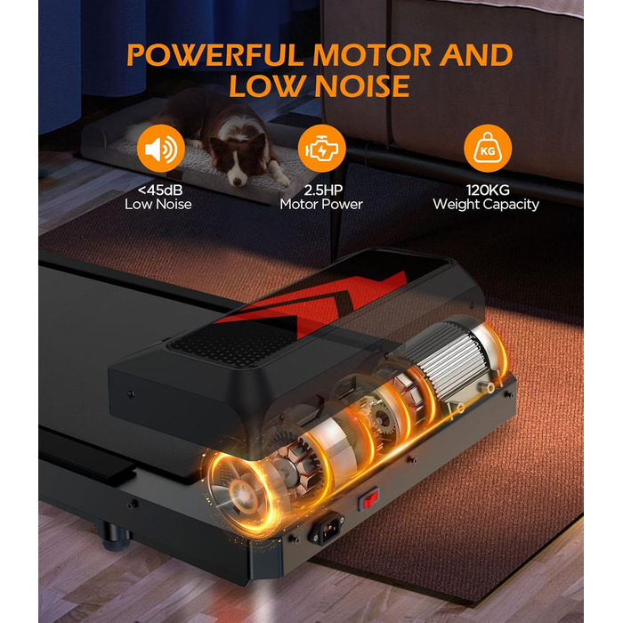 Cozary Walking Pad - біговий килимок для дому з нахилом, робочий стіл, 2-6 км/год, для офісу, з пультом та керуванням через додатки, двигун 2.5HP, LED-дисплей, вантажопідйомність 120 кг