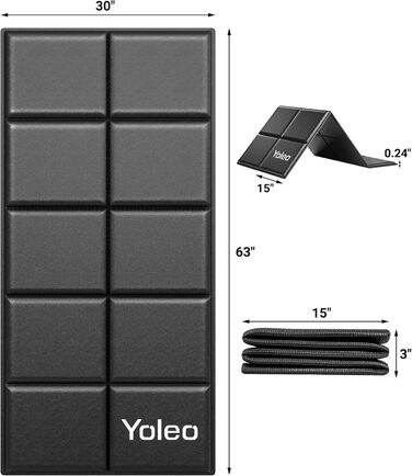 Килимок захисний під бігову доріжку та тренажери Yoleo, 160x75 см, шумопоглинаючий та протиковзкий килим для підлоги під велотренажер, еліпс та лавку для гантелей, чорний