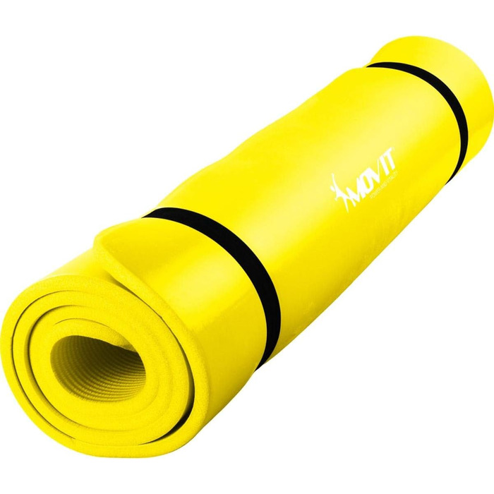 Гімнастичний килимок для фітнесу та йоги MOVIT, гіпоалергенний, жовтий (183x60x1.0 см)