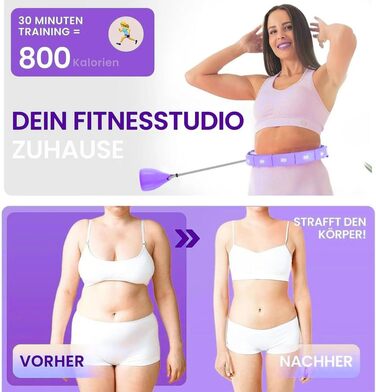 Leiser Smart Hula Hoop Gymside Hoopside Pro: для схуднення та фітнесу, з масажними шипами, 18 знімних секцій, фіолетовий