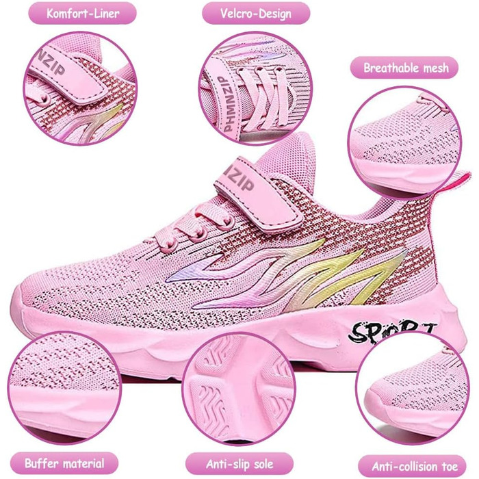 Дитячі кросівки Kinder: спортивні, легкі, дихаючі, для бігу та занять спортом (28 EU, Cx6888 Рожевий)