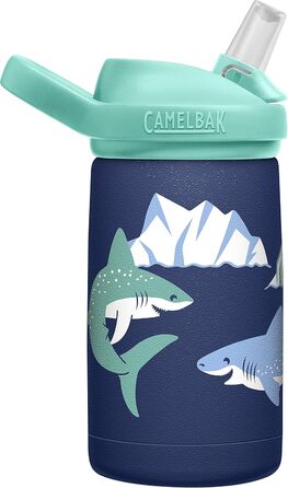 Дитяча вакуумна термобутилка CamelBak Eddy+ 350 мл з нержавіючої сталі, малюнок Полярні Акули, для води