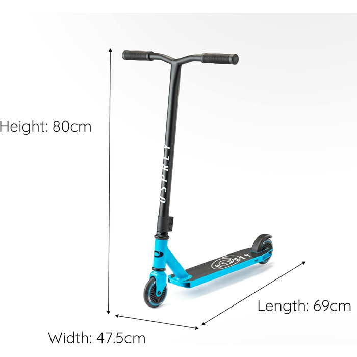 Самокат трюковий Osprey Stunt Scooter: для хлопчиків, дівчаток, дітей та дорослих, з підшипниками ABEC 5, синій колір