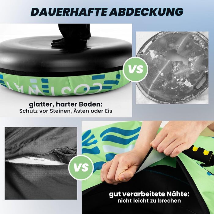 Надувний зимовий санки-кільце з тросом, 100 см, Costway. Ідеально для дітей та дорослих. Зручні ручки та насос в комплекті.