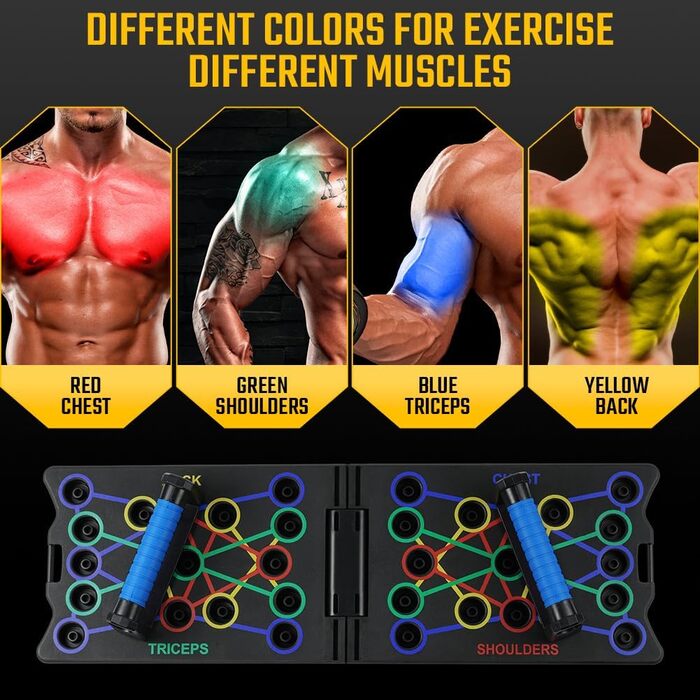 Флінтронік Тримачі для віджимань, дошка для віджимань, складані, портативні, багатофункціональні, для тренувань всього тіла, 24 в 1