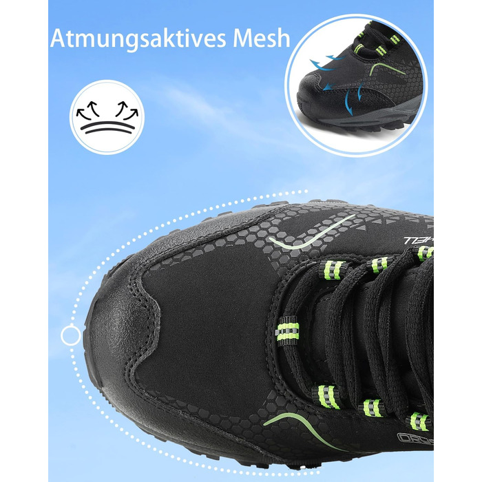 Туфлі для хайкінгу чоловічі та жіночі, водонепроникні, легкі, трекінгові, туристичні, дихаючі, для активного відпочинку, 38-46 EU (43 EU, Чорний/Зелений)