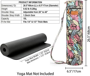 Сумка для йога-килимка Yogamatten-Tasche з плечовим ременем та кишенями, унісекс, кольорові листя