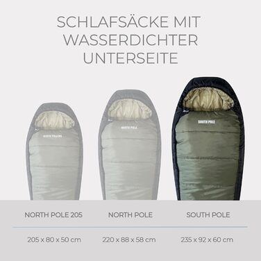 Сплячий мішок Explorer Southpole XXL для кемпінгу та подорожей -21°C, 3-4 сезони, водонепроникний, YKK Zip, 235x92x60cm, 2200g
