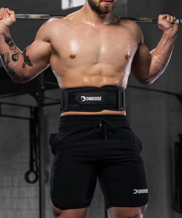 Пояс для важкої атлетики DMoose з системою самоблокування - для чоловіків та жінок - для фітнесу, важкої атлетики, бодібілдингу, кросфіту (зелений, обхват талії 93-101 см (Large))