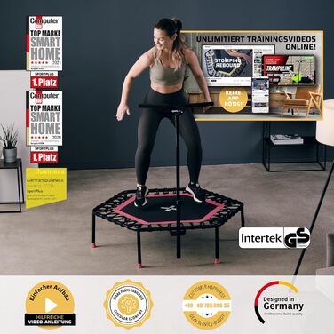 Фітнес батут SportPlus 126 см для дому та вулиці, складаний, тиха гумова підвіска, навантаження до 130 кг