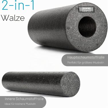 Ролик для м'язів Core Balance 2-в-1 знімний (33x15 см + 33x6 см) - масажер для спини, фітнес, йога