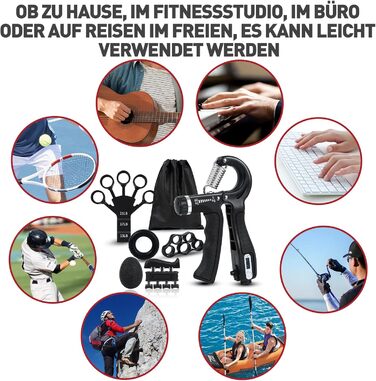 Набір для тренування сили рук та пальців GoorFach (6 шт.) - регульований підборіддя, чорний