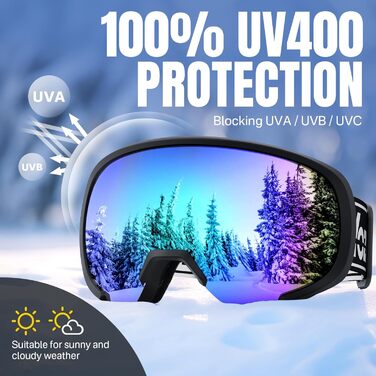 Очки для сноуборда OTG: мужские и женские, магнитные, антизапотевающие, 100% UV-защита, черные и синие