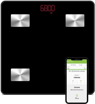 Розумні ваги NK з Bluetooth, цифрові, подвійна частота, вимірювання жиру, м'язової маси, BMI, BMR, BIA-технологія, LCD-дисплей, батарейки AAA
