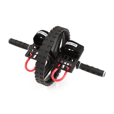 Ролик для пресу Sport-Thieme Power AB Wheel Pro з ручками та педалями, до 100 кг, чорно-червоний