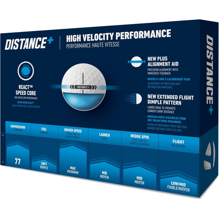 Гольф-м'ячі TaylorMade Distance+ 2025, білі, універсальний розмір