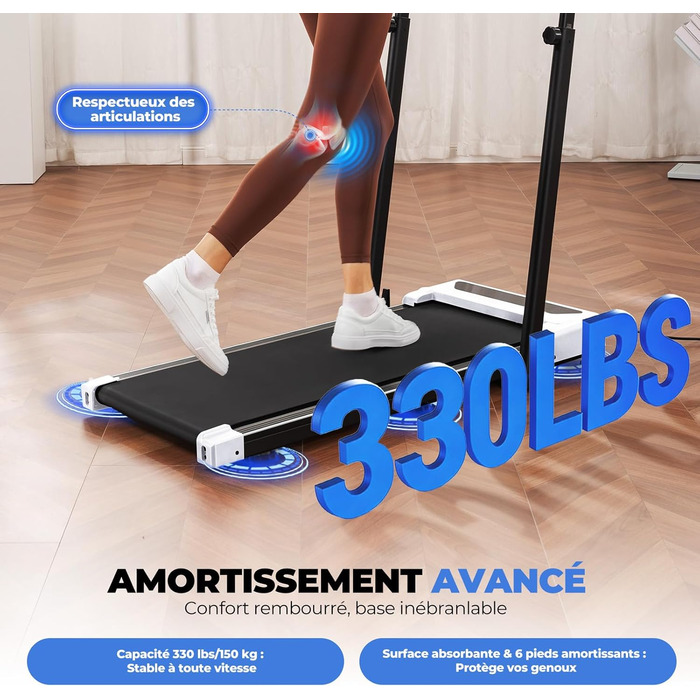 GTPLAYER Ходунка для дому, біговий килимок складаний з LED-дисплеєм та пультом, регульовані підлокітники, двигун 2.5 PS, фітнес, тренування, домашній фітнес, зелений (білий)