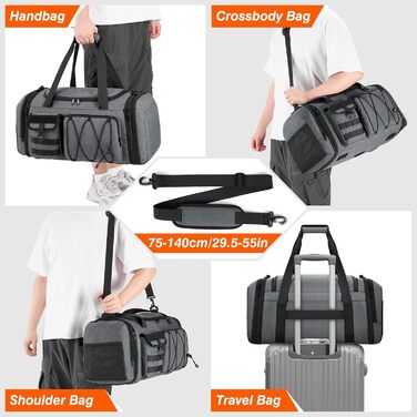 Спортивна сумка RAINSMORE 40L, водовідштовхувальна, з відділенням для взуття, для чоловіків та жінок, сіро-чорна