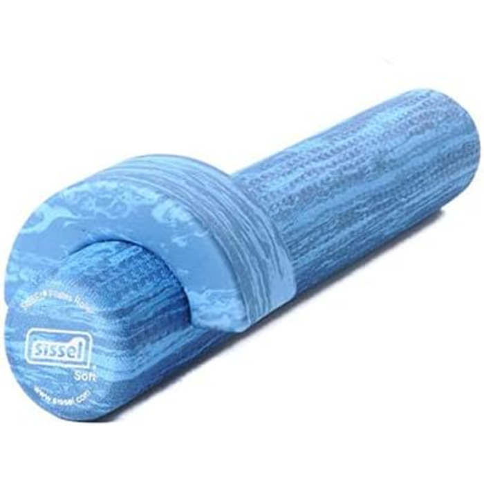 Поролоновий ролик SISSEL Pilates Soft з вирівнювачем для голови, Ø15x90 см, синій, для пілатесу та гімнастики