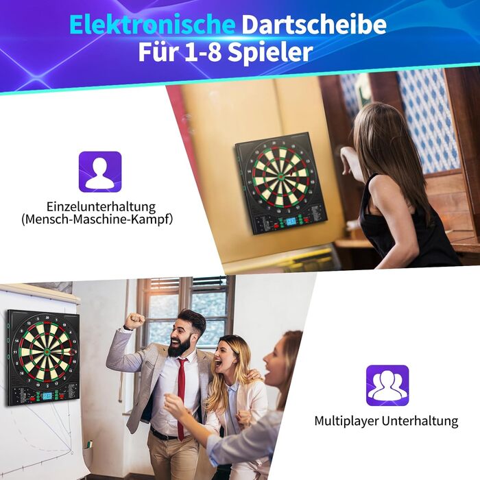 Електронний дартс Dartscheibe Profi з LCD-дисплеєм, 34 гри, 355 варіацій, 12 дротиків, для 1-8 гравців