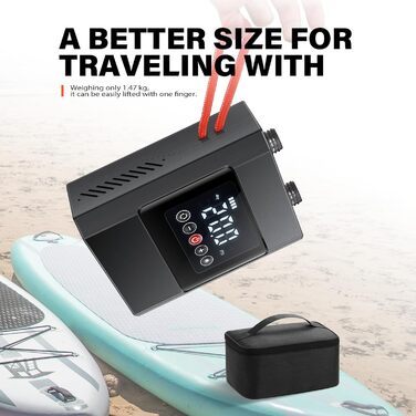 Електричний насос CYCLAM Q2 SUP 20 PSI з акумулятором для накачування човнів, дощок та інших надувних виробів + адаптер 12V DC