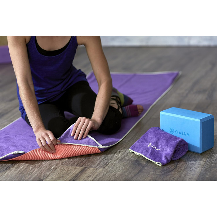 Преміум-набір для гарячої йоги Fit For Life Gaiam: килимок 6мм, рушник, стрічка 180см