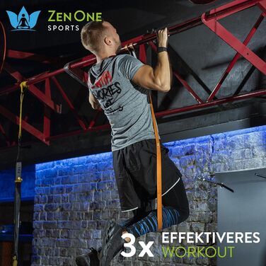 Гумові еспандери ZenOne Sports® для фітнесу, 6 рівнів опору (X-Light - XX-Heavy) + посібник з тренувань. Для підтягувань, силових тренувань.
