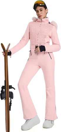 Жіночий гірськолижний комбінезон HOTIAN: водонепроникний, вітронепроникний, теплий, з капюшоном, рожевий