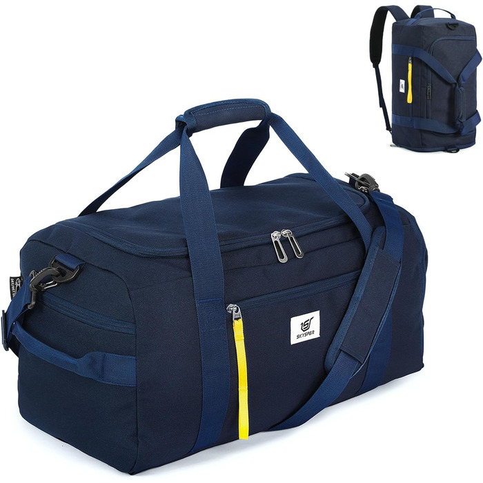 Спортивна сумка SKYSPER 40л з рюкзаком, для залу, подорожей, басейну (Marineblau)