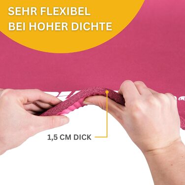 М'яка тренувальна мат Muawo для фітнесу, йоги та гімнастики | Нековзна, товста та довга | Рожева 190 x 60 x 1,5 см