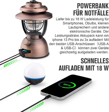 Ліхтар кемпінговий Olight Olantern Classic 2 Pro: 300 LM, USB, регулювання яскравості, Power Bank, для кемпінгу, саду, відпочинку, вінтажний дизайн, мідний колір