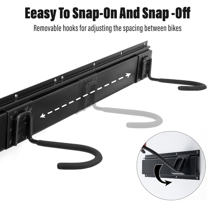 Стійка для зберігання велосипедів на стіну Sinoer на 6 велосипедів та 5 шлемів, з гачками для інструментів, для гаража або дому, вертикальна, внутрішня ширина 90 мм, 3 рейки, 16 дюймів