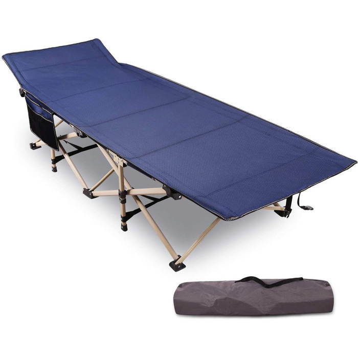 Розкладне ліжко для кемпінгу CampMax - XXL, 190x71x38 см, 226 кг, для відпочинку на природі, блакитне
