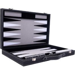 Набір для гри в шашки Engelhart Luxus 250506 - сірий, штучна шкіра, перламутрові фішки, 38 см