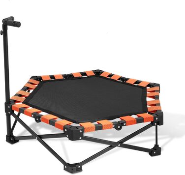 Складаний батут для дому, 130 кг, чорний | Фітнес-батут для дітей та дорослих з регульованою ручкою