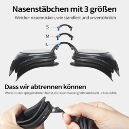 Набір з 2 окулярів для плавання для дорослих, чорний та білий, антизапар, захист від УФ, без витоків, з коробкою, підходить для підлітків та дітей від 8 років