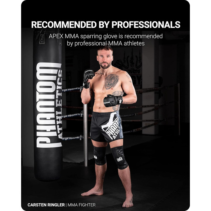 Рукавички боксерські Phantom Apex MMA | Професійні рукавички для спарингу, бою, боксу, фріфайту, чорні S/M