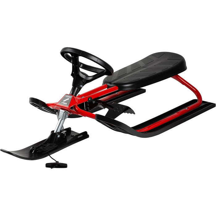 Санки STIGA Snowracer Iconic для дітей від 5 років, сталевий каркас, гальмо, буксирувальний трос, до 80 кг, червоно-чорні – міцні санки для зимових розваг