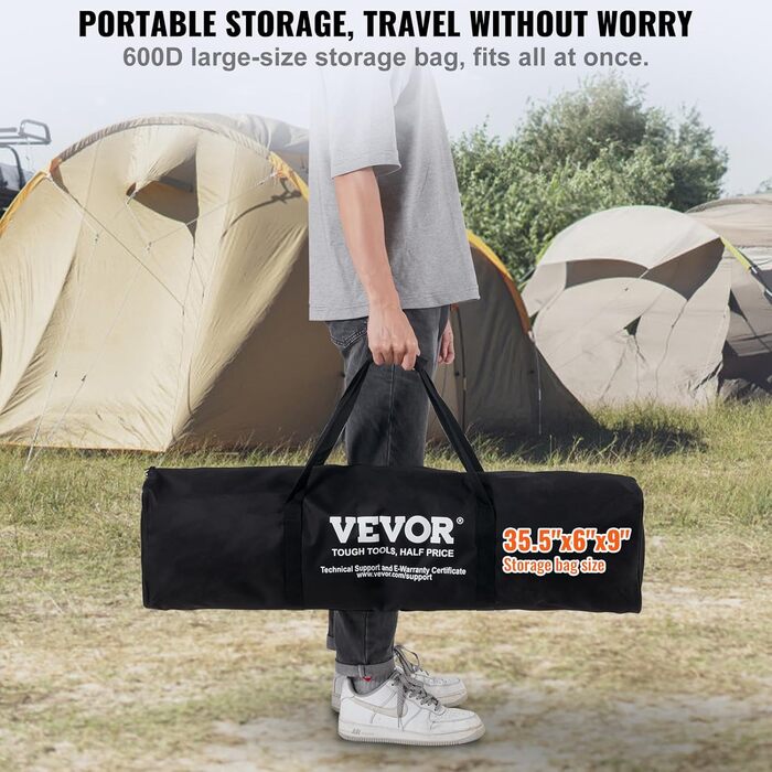 Мережа для волейболу та бадмінтону VEVOR, регульована по висоті, 91,44 x 970 см, портативна, оранжева, складана, з сумкою та ракеткою для бадмінтону