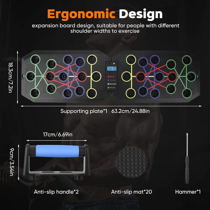 Тренажер для віджимань Push Up Board — багатофункціональна дошка для прокачування грудей та рук з таймером-лічильником, обладнання для калістеніки та фітнесу вдома
