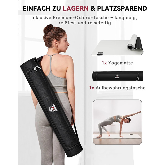 Йога мат TPE HAPBEAR XXL 183x76x5 мм - неслизька, для фітнесу, з резинками та сумкою