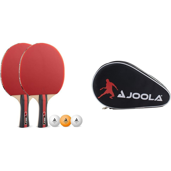 Набір для настільного тенісу JOOLA Rosskopf 2: 2 ракетки, 3 м'ячі 40+mm, сумка, червоно-чорний