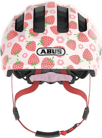 Дитячий велосипедний шолом ABUS Smiley 3.0 LED з підсвіткою, глибока посадка, для дівчаток і хлопчиків, рожевий з полуничним малюнком, розмір S (45-50 см)